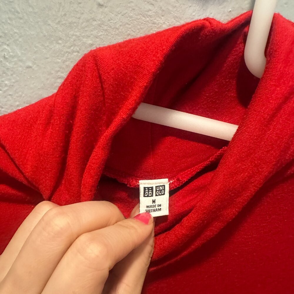 Red Soft turtleneck long sleeve shirt - Picture 2 of 3